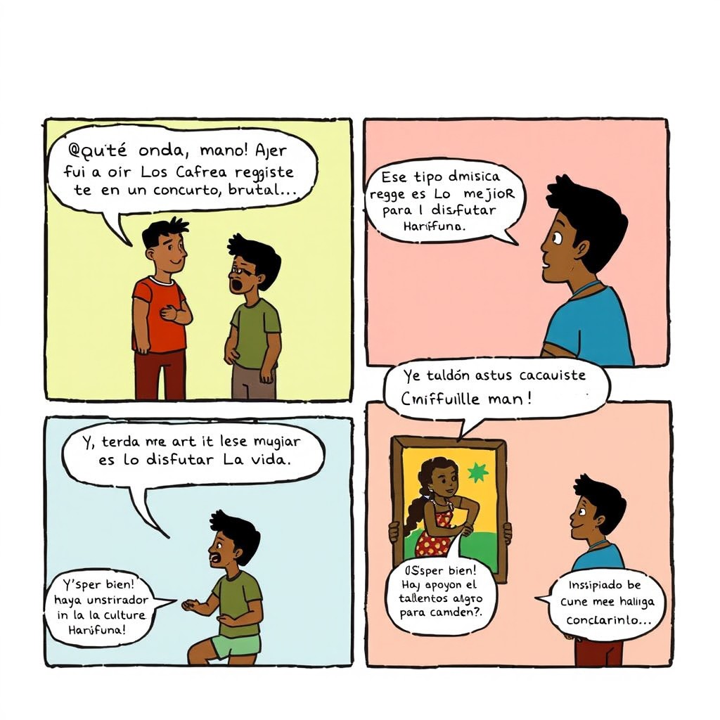 A comic strip depicting a dialogue between two friends from Honduras