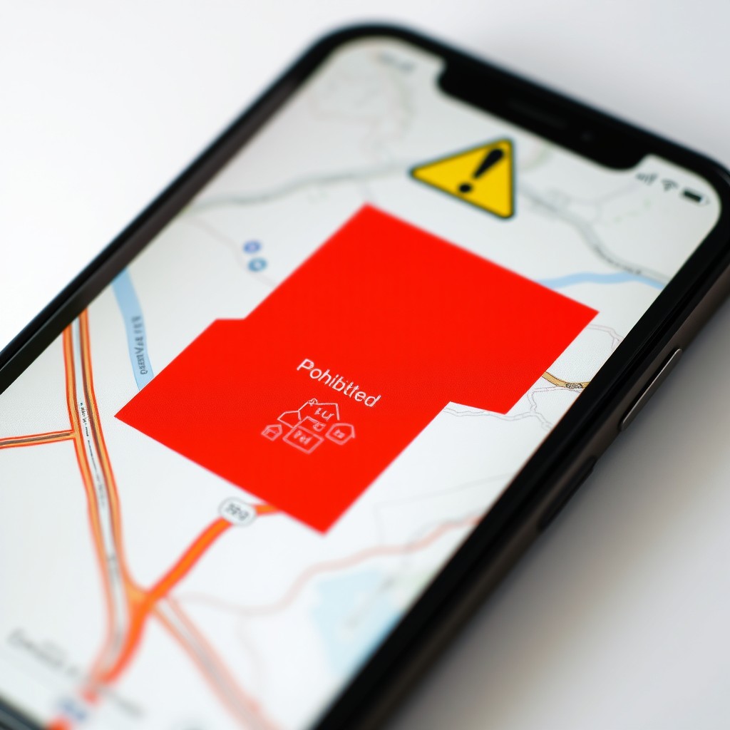 A close-up shot of a mobile phone screen displaying a detailed map