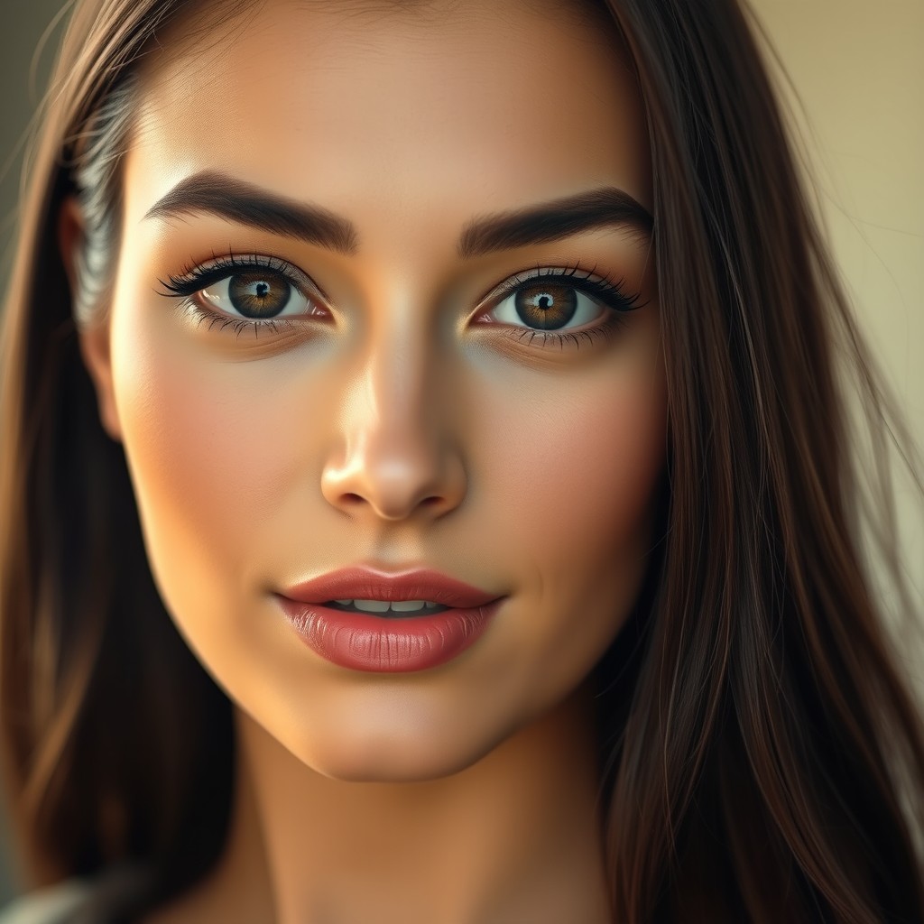 A close-up portrait of a beautiful woman with refined features, showcasing her elegantly sculpted nose