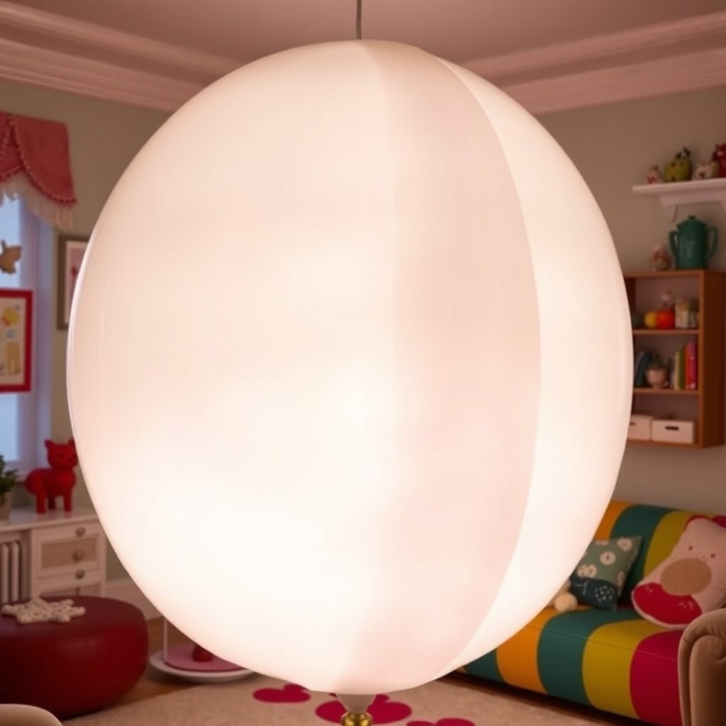 An inflated lamp that resembles a giant balloon, featuring a smooth, shiny texture and bright colors