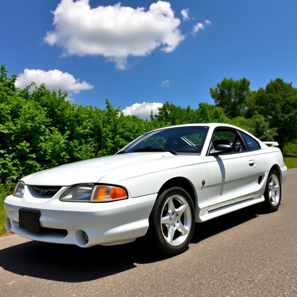 A stunning 1994 Ford Mustang in Oxford White, showcasing the classic and timeless body shape