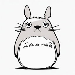 A line art drawing of Totoro on a plain white background