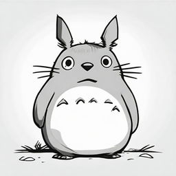 A line art drawing of Totoro on a plain white background