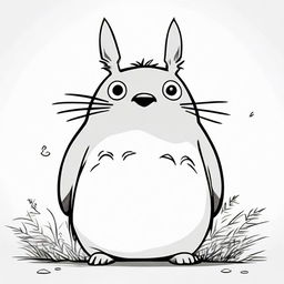 A line art drawing of Totoro on a plain white background