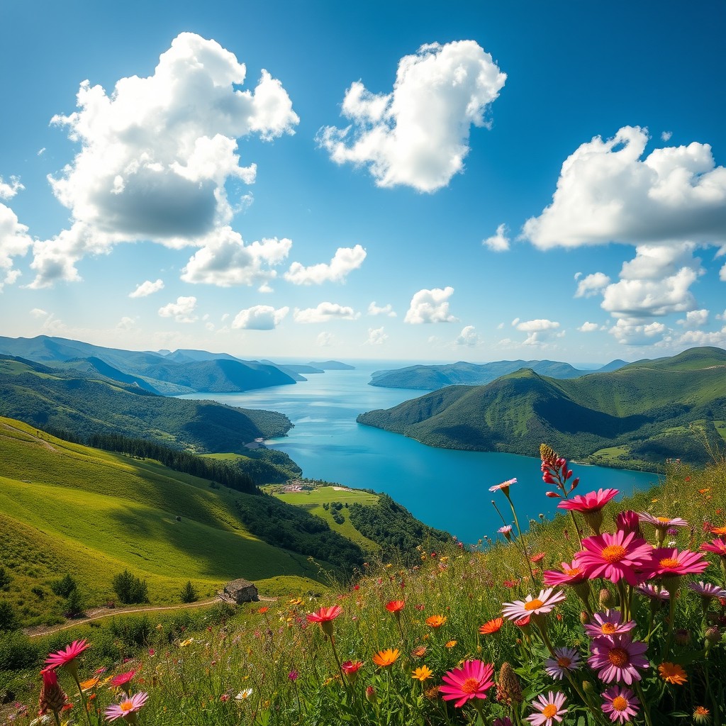 A high-quality, enhanced version of a photograph showcasing a beautiful landscape with vibrant colors