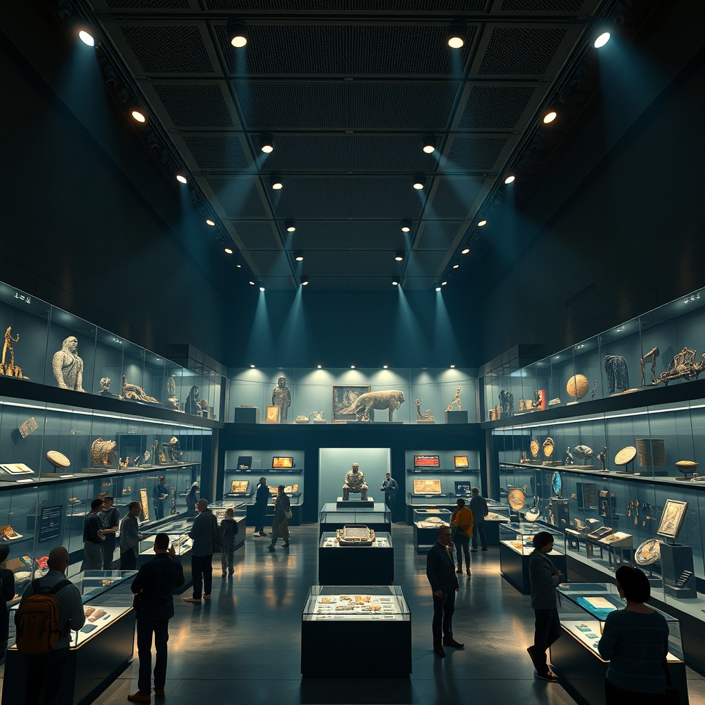 A captivating depiction of the main exhibition hall in a museum within GTA Online, showcasing an array of very valuable artifacts and items
