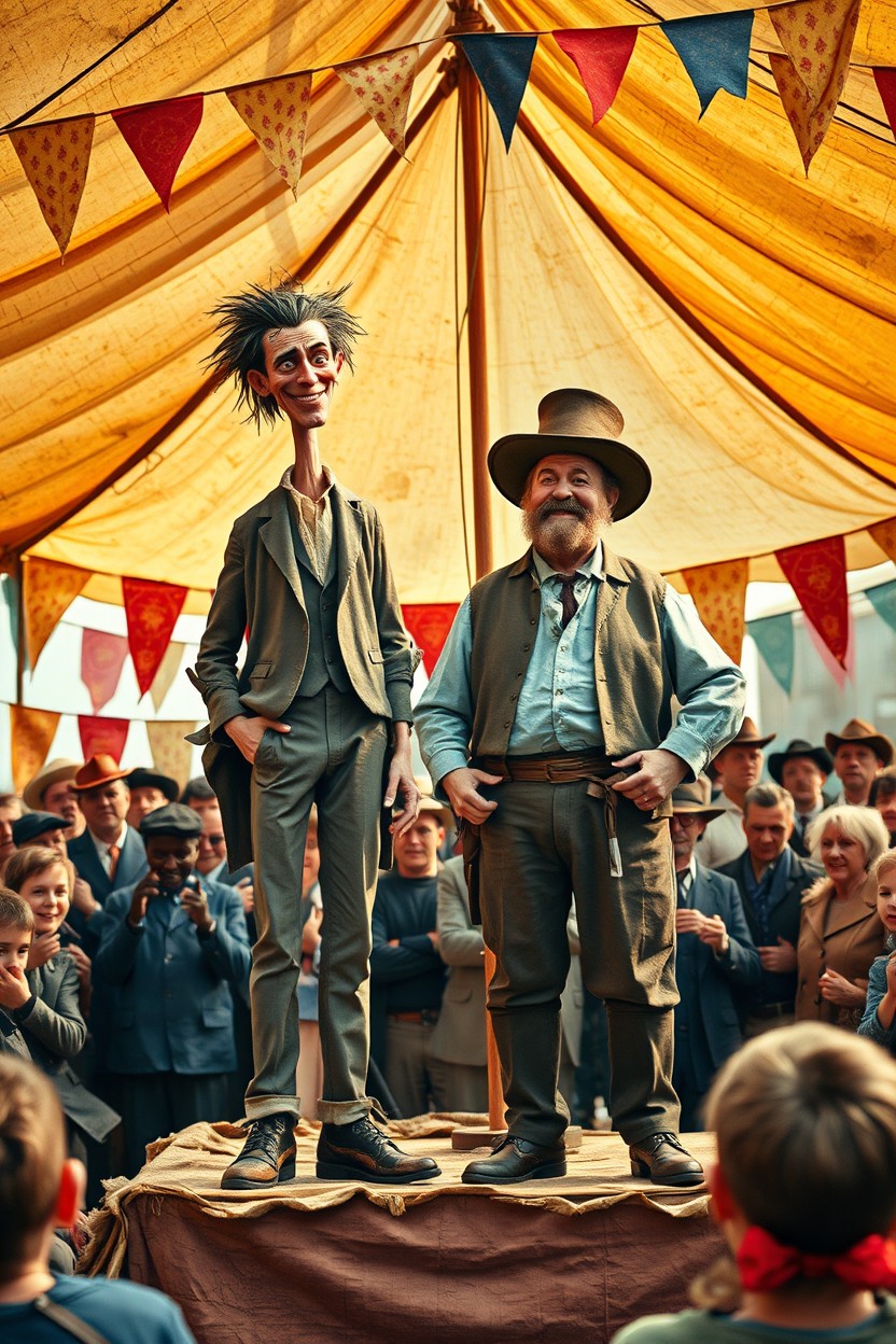A captivating scene inspired by the adventures of King and the Duke from Mark Twain's 'Adventures of Huckleberry Finn'