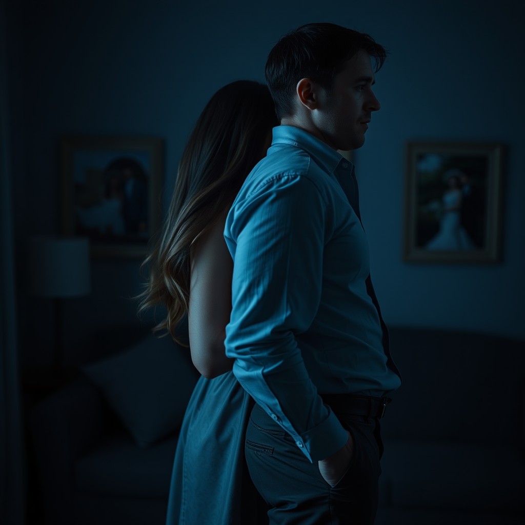 A dramatic scene depicting the emotional turmoil of a broken marriage