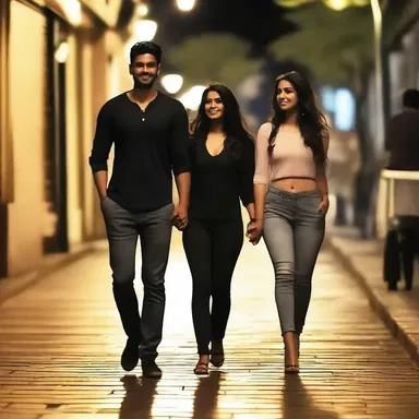The couple had a latish dinner date and enjoyed a romantic stroll after.