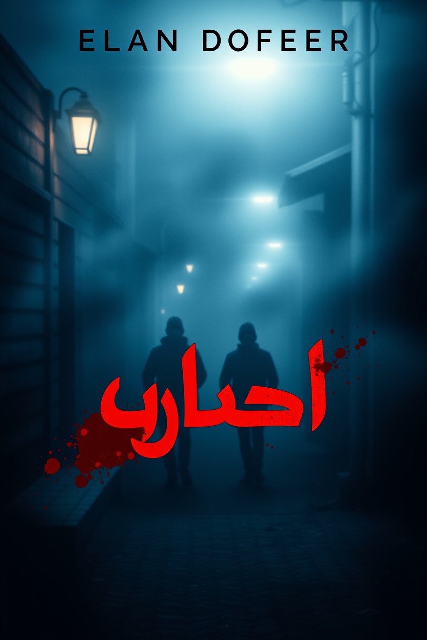 A book cover design titled 'جريمة', featuring a mysterious and intriguing atmosphere
