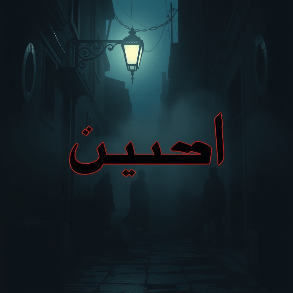 A mysterious crime-themed illustration featuring the title 'جريمة'