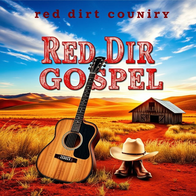 A rustic CD cover design for a Red Dirt Country album titled 'Red Dirt Gospel'