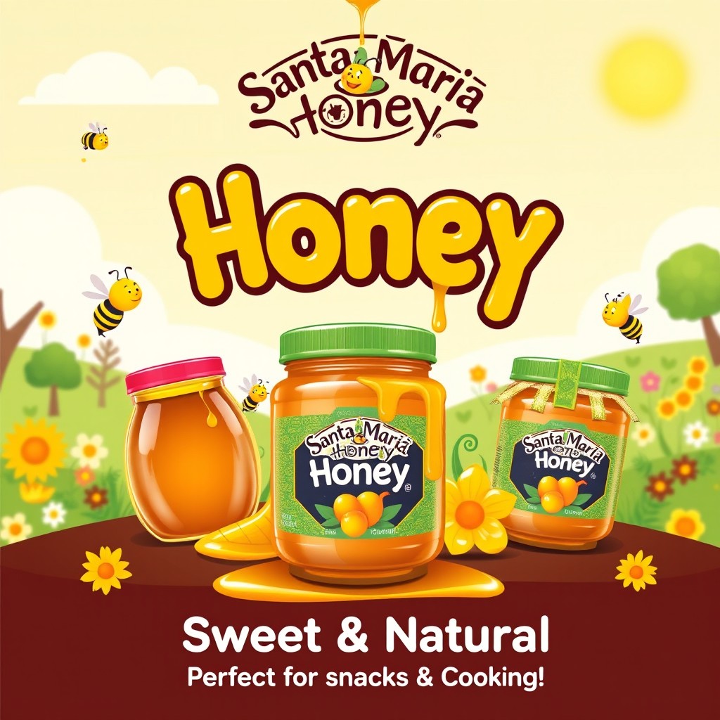 A captivating advertisement for Santa Maria Honey featuring black Oak Honey