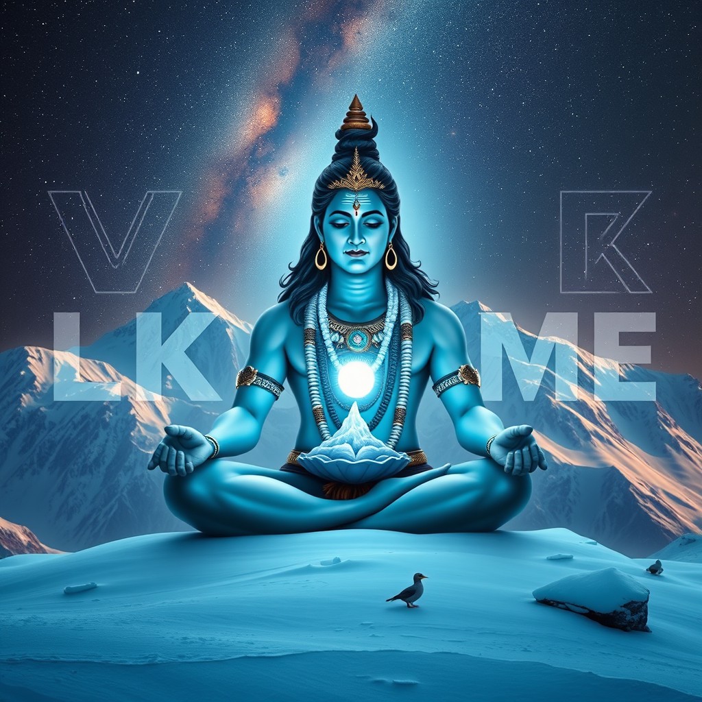 An ultra HD depiction of Lord Shiva meditating peacefully in the serene Himalayas