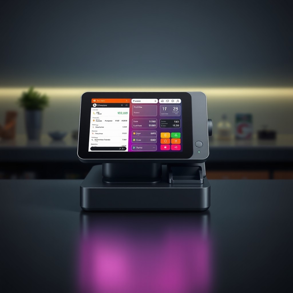 A beautifully designed Point of Sale (POS) system card showcasing an elegant interface