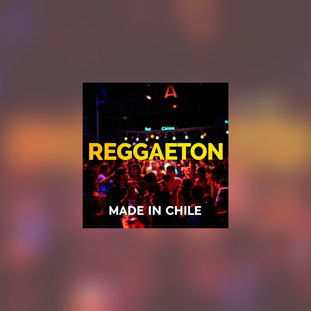 An appealing album cover for a playlist titled 🔥👹Reggaeton Made In Chile 👹🔥, featuring a blurred background that creates a smooth, dreamy effect