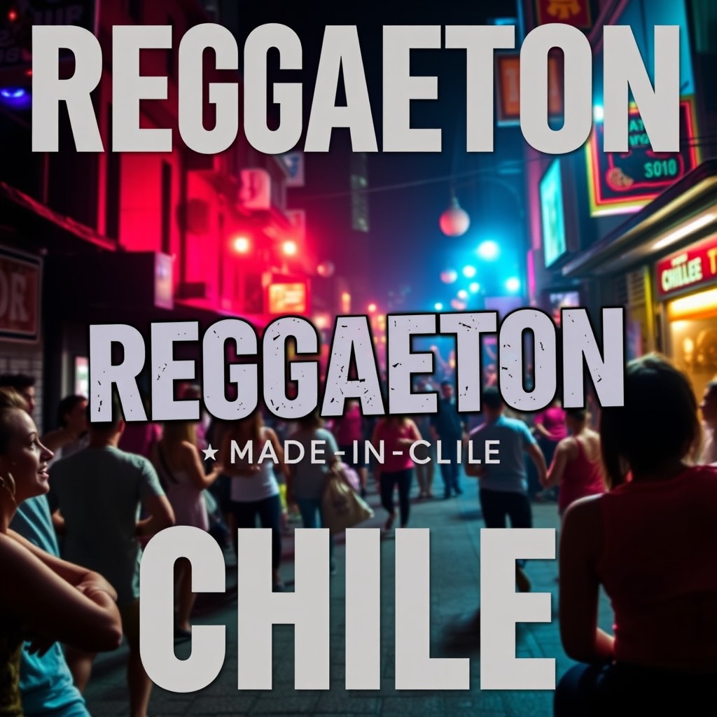A captivating album cover for a playlist titled 🔥👹Reggaeton Made In Chile 👹🔥, designed to draw attention and excite listeners
