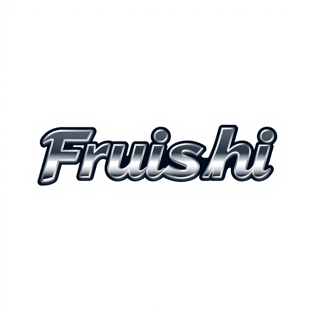 A sleek and modern logo design featuring the word 'Fruishi' in bold, stylized lettering