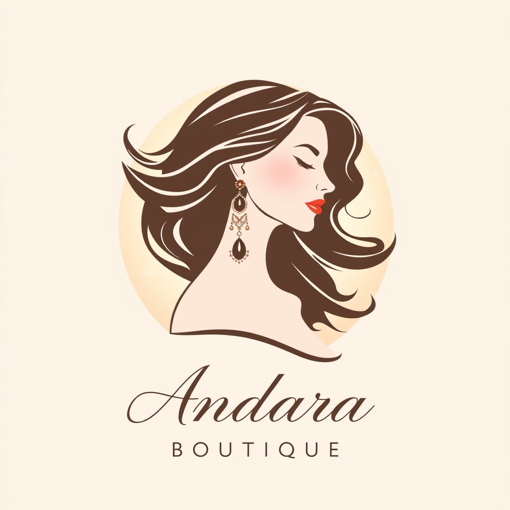 A logo for Andara Boutique that elegantly represents women adorned with earrings