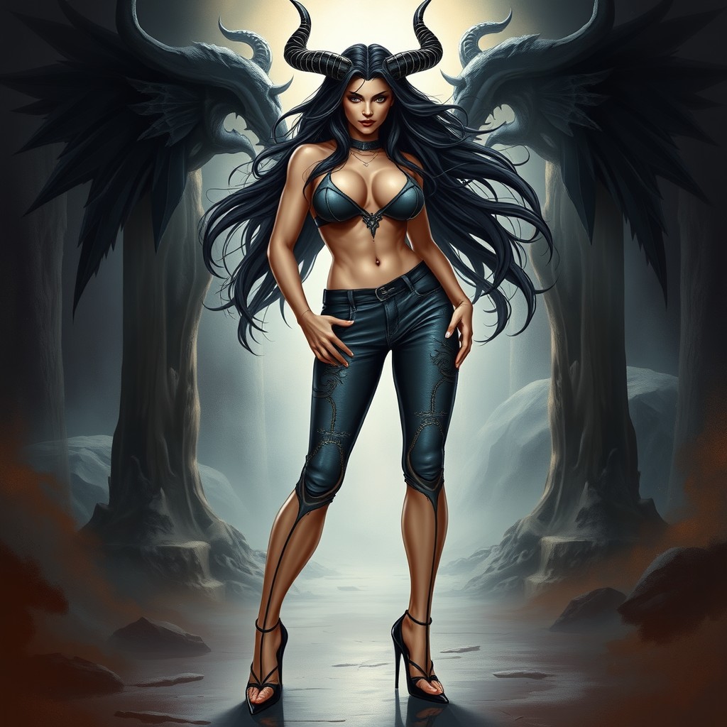 A stylish portrayal of Hela, the powerful Norse goddess from mythology
