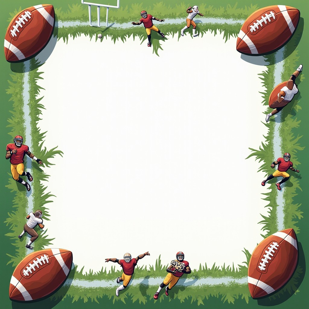 A rectangular football-themed border design suitable for a middle school word search book