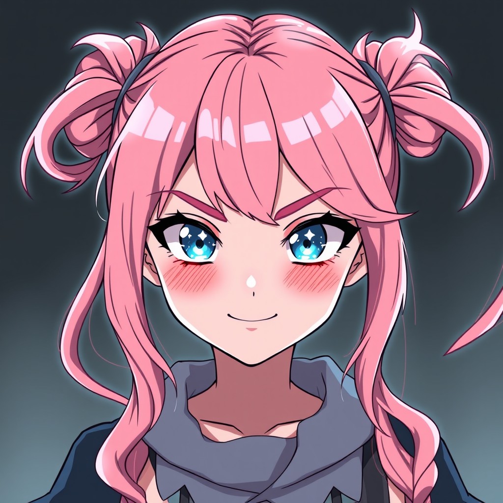 A stunning character in anime style inspired by Demon Slayer, featuring a beautiful yet slightly mean-looking girl
