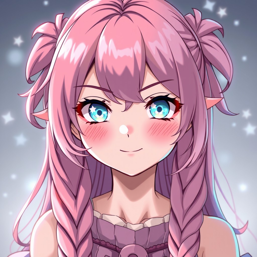 An enchanting character in anime style reminiscent of Demon Slayer, featuring a beautiful yet slightly mean-looking girl