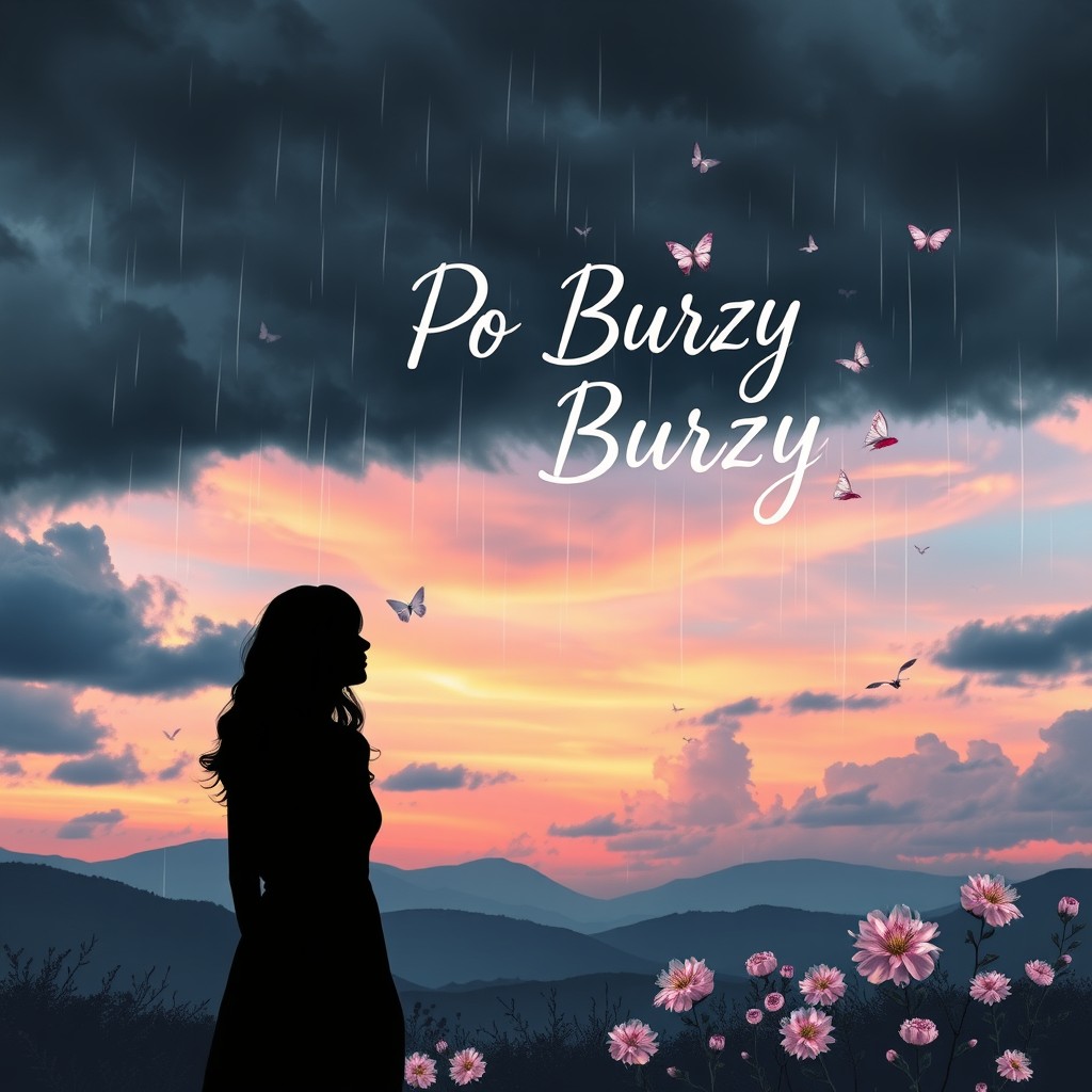 A visually striking notebook cover image dedicated to women, themed around emotions after a conflict with a partner, titled 'PO BURZY'