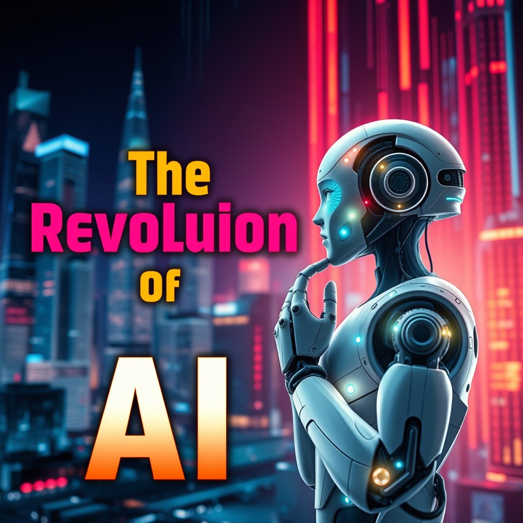 A captivating ebook cover featuring a futuristic design that symbolizes the revolution of artificial intelligence
