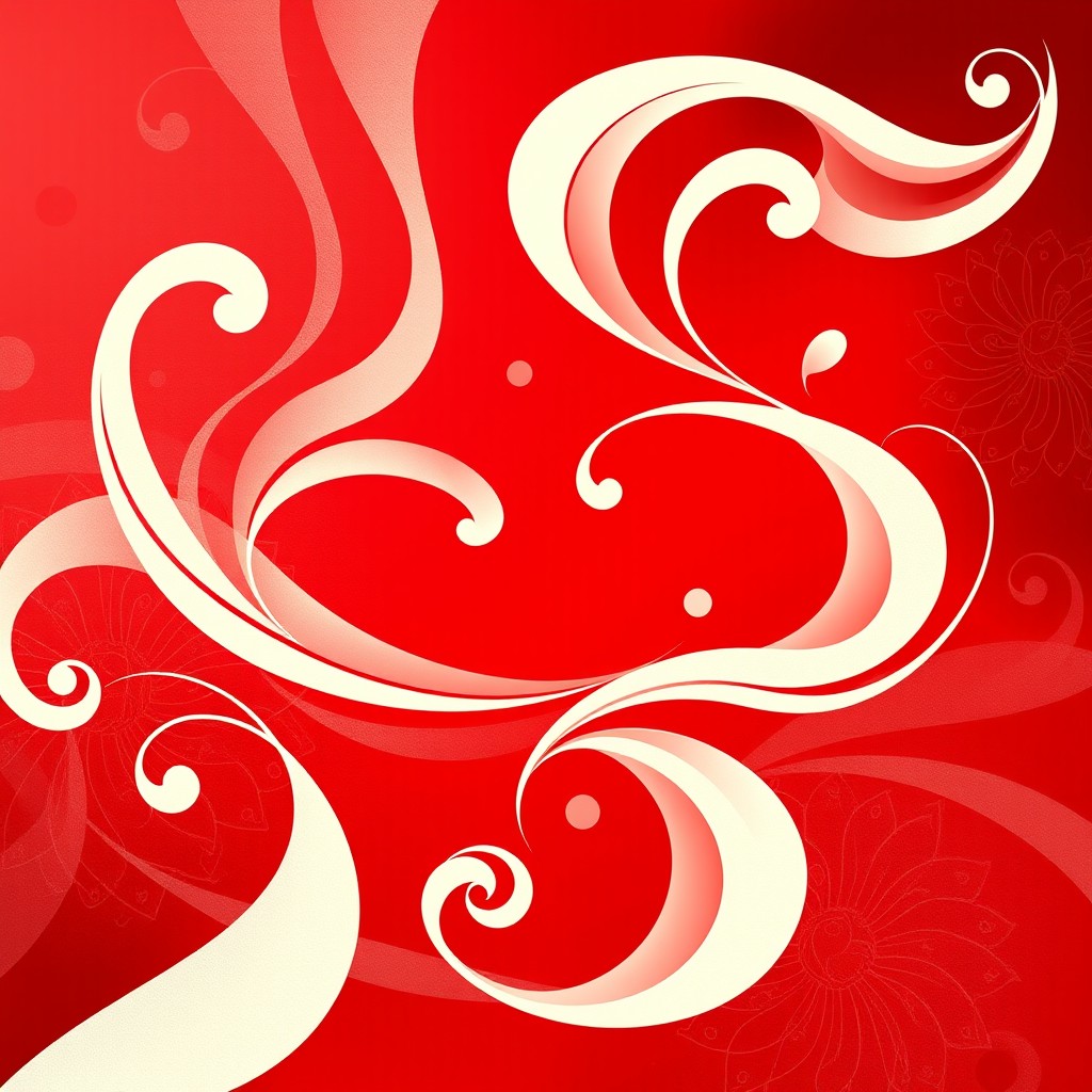 An elegant composition featuring a harmonious blend of red and white colors in the background