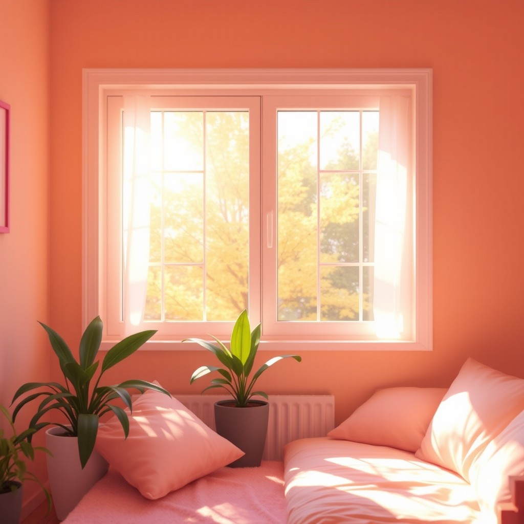 An optimistic scene featuring soft pastel tones of orange, pink, and purple