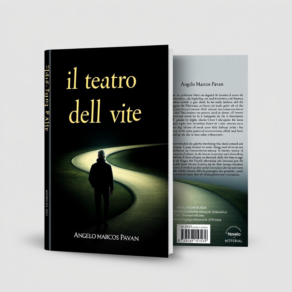 A captivating book cover and back cover design for a poetry collection titled "il teatro della vita"