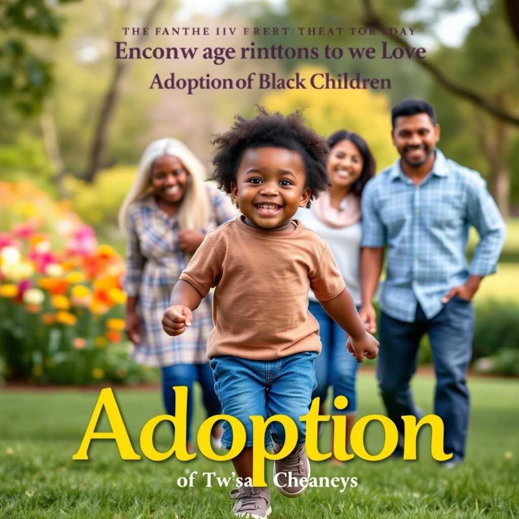 A heartwarming book cover that beautifully encourages the adoption of Black children