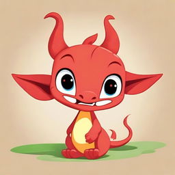 A lovable Disney-style animated illustration of baby Mushu, the dragon character with childlike innocence and charm.