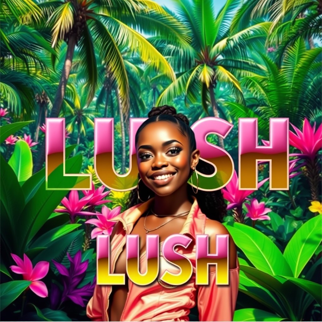 An album cover design titled 'LUSH', inspired by the aesthetic of Tyla