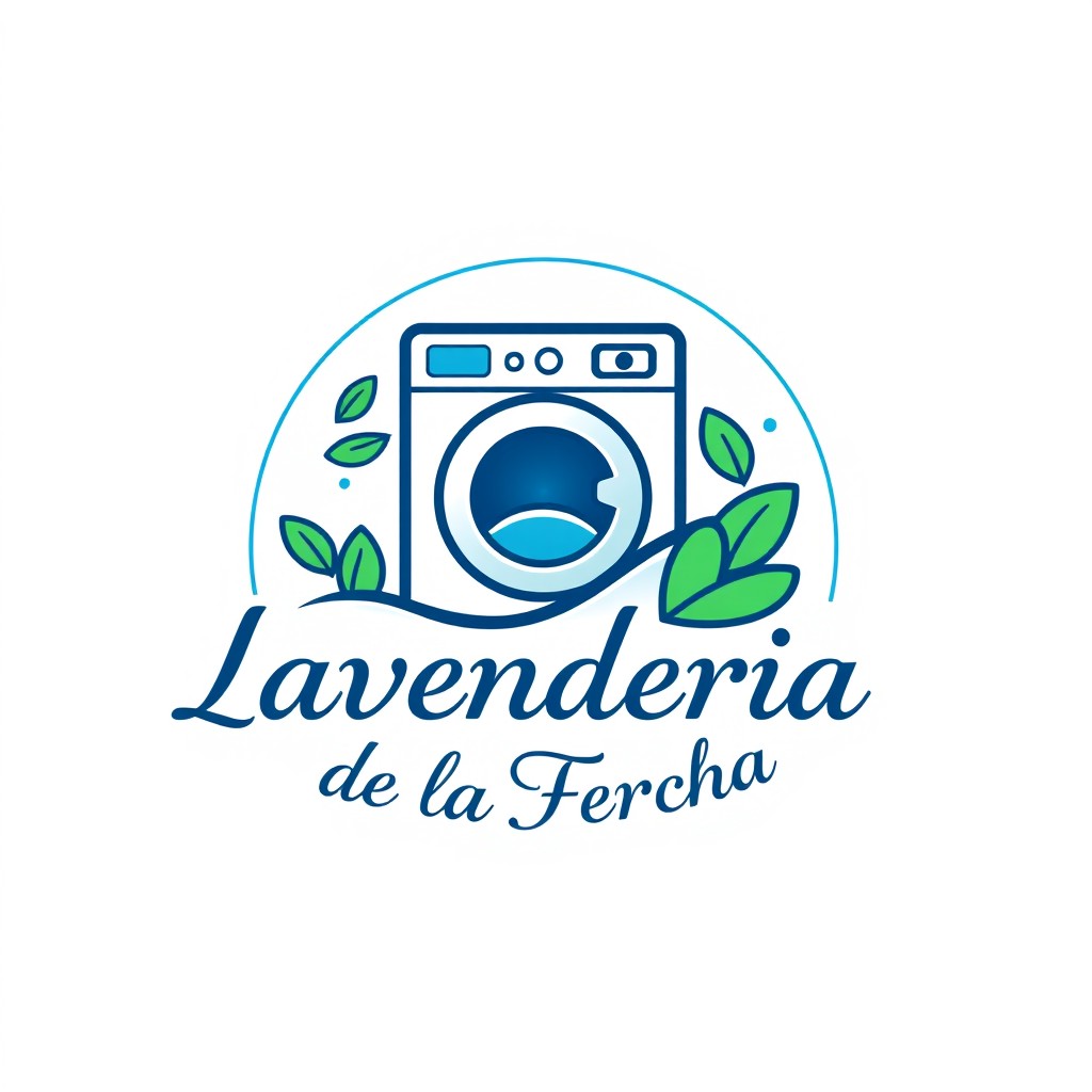 A logo design for "Lavandería de la Fercha", incorporating elements that convey cleanliness and freshness