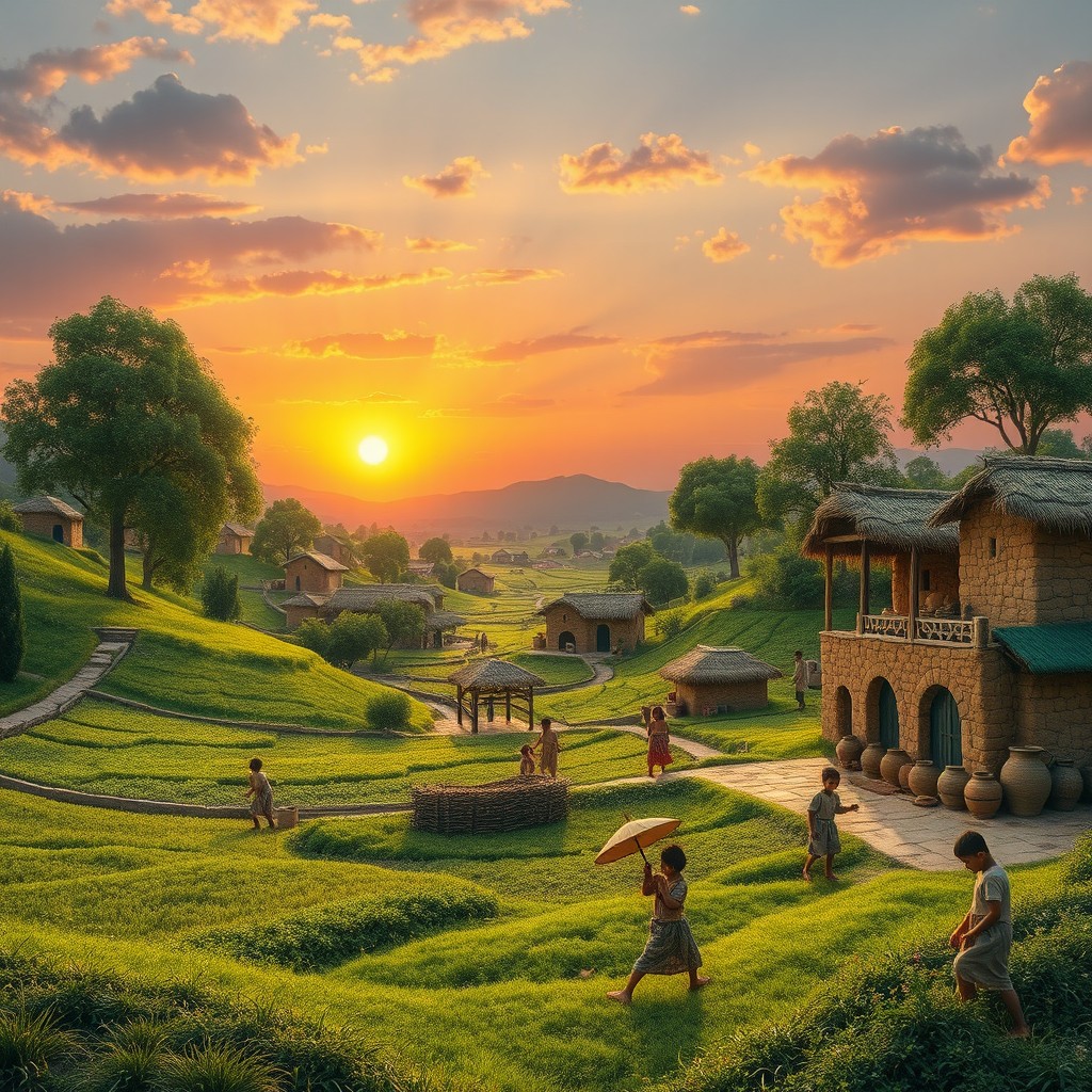 A vivid scene depicting life in ancient Sialk, 5,000 years ago
