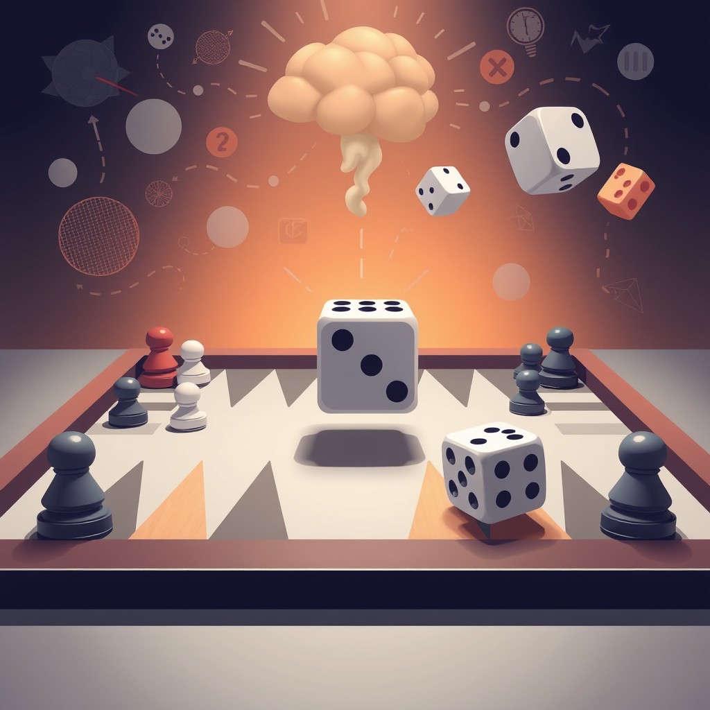 A conceptual illustration depicting the mental structure involved in backgammon