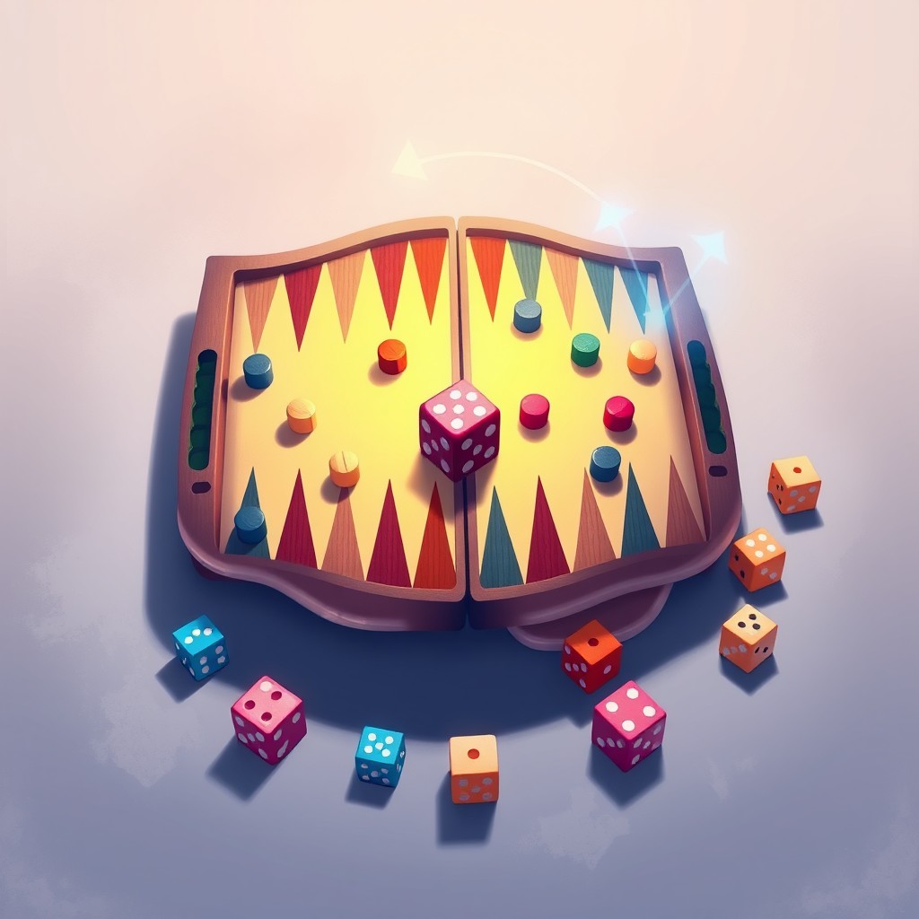 A conceptual illustration depicting the mental structure involved in backgammon
