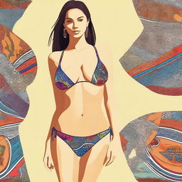 A high-quality digital art image featuring a stylish bikini