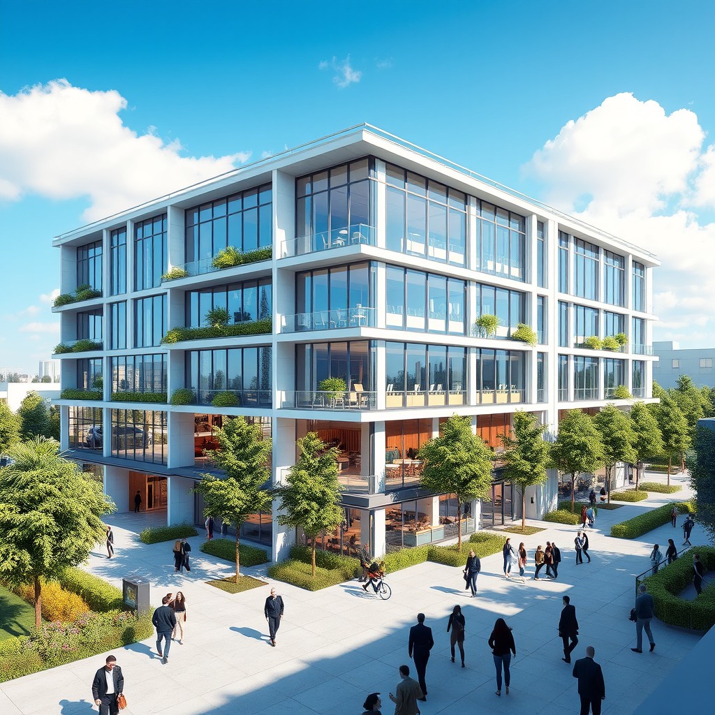 A detailed and intricate visualization of a Navisworks design showcasing a modern architectural project