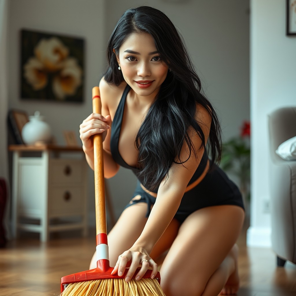 A beautiful Jakarta woman with fair skin and a perfectly shaped nose, featuring long black hair