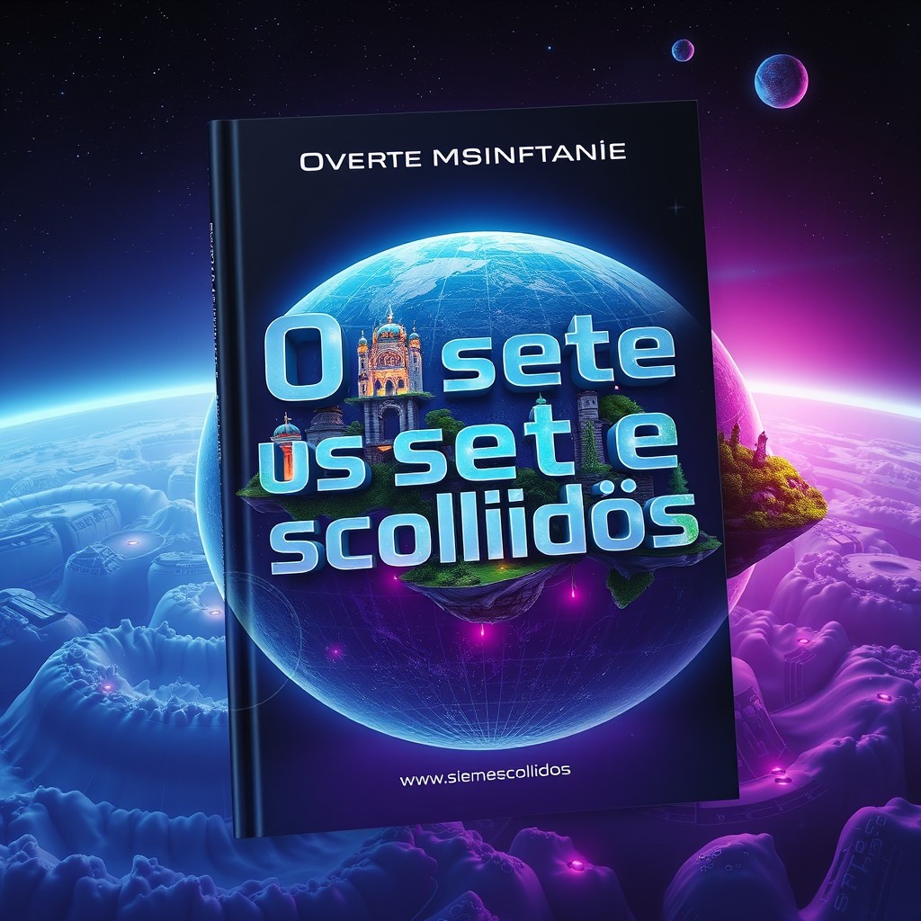A captivating book cover for a science fiction novel titled 'Os sete escolhidos'