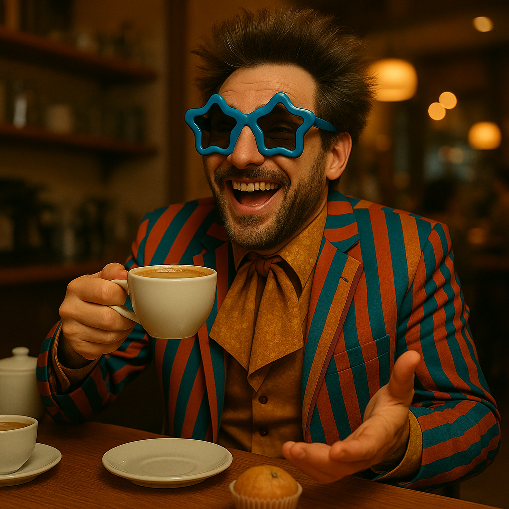 Foto realisticaquesto personaggio al bar a prendere un caffè
