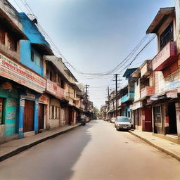 A dynamic image of Devaliya Chokdi, Gujarat, highlighting its bustling streets, architectural structures and cultural elements.