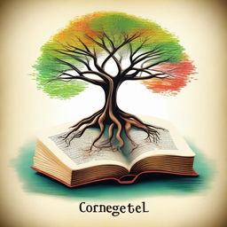 An inspirational illustration showcasing the Gospel theme 'Connected to the source', perhaps featuring a vibrant tree with roots deep into a book representing the Gospel.