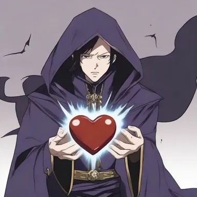 In the anime series, the dark wizard exenterates the protagonist's heart, leaving him with empty chest.