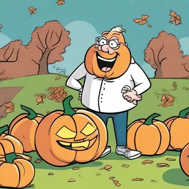 In the animated comedy, a comical character accidentally exenterates a pumpkin instead of carving it for Halloween.