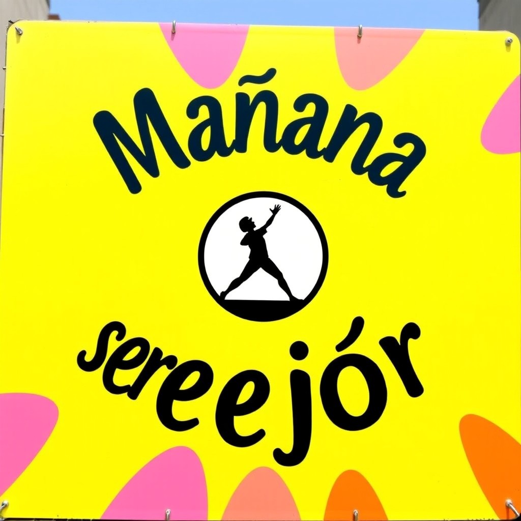 A vibrant sign featuring minimal text with the message "Mañana será mejor" in an eye-catching font