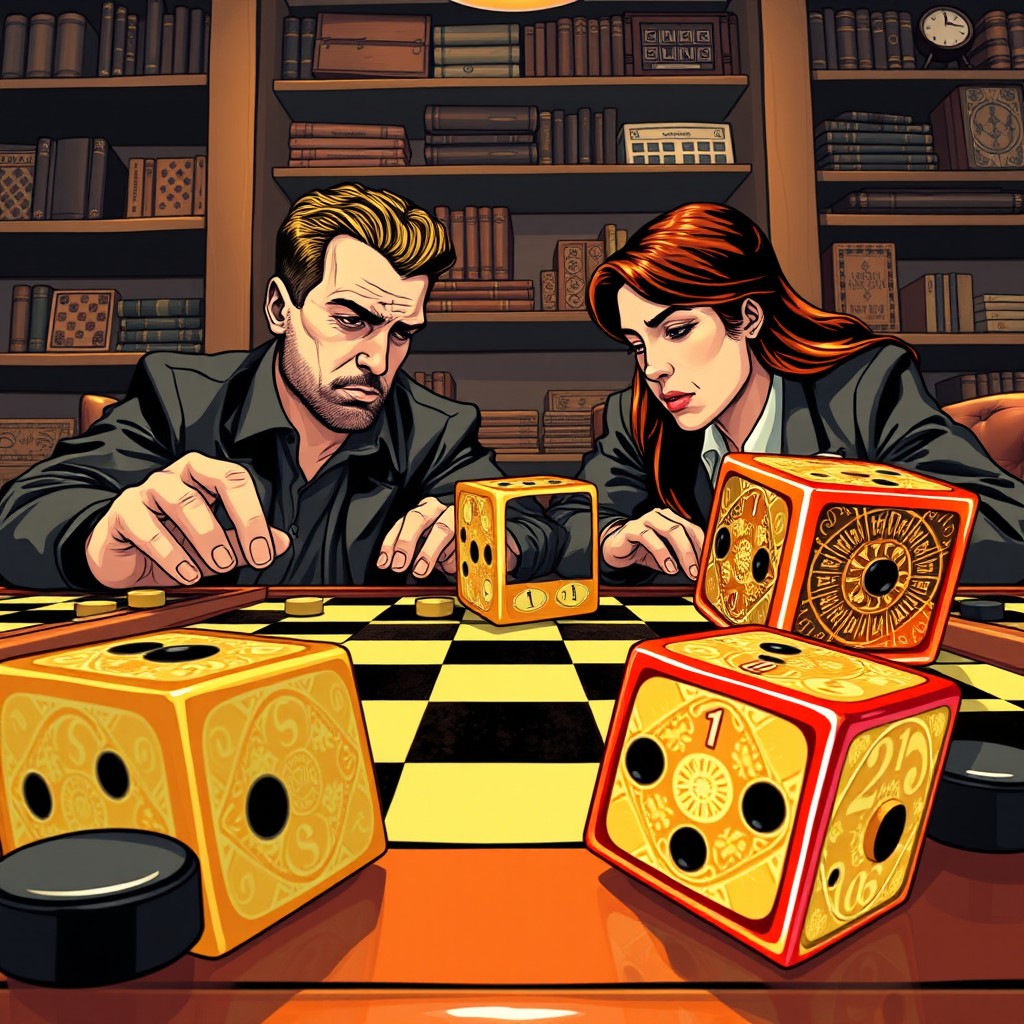 An insightful illustration showcasing a strategic backgammon game in progress
